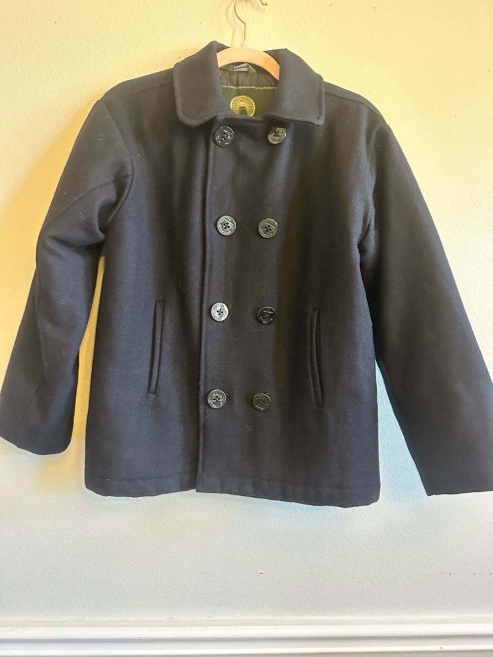 Navy blue women’s peacoat wool blend size L 14 _ 16 - Picture 2 of 10